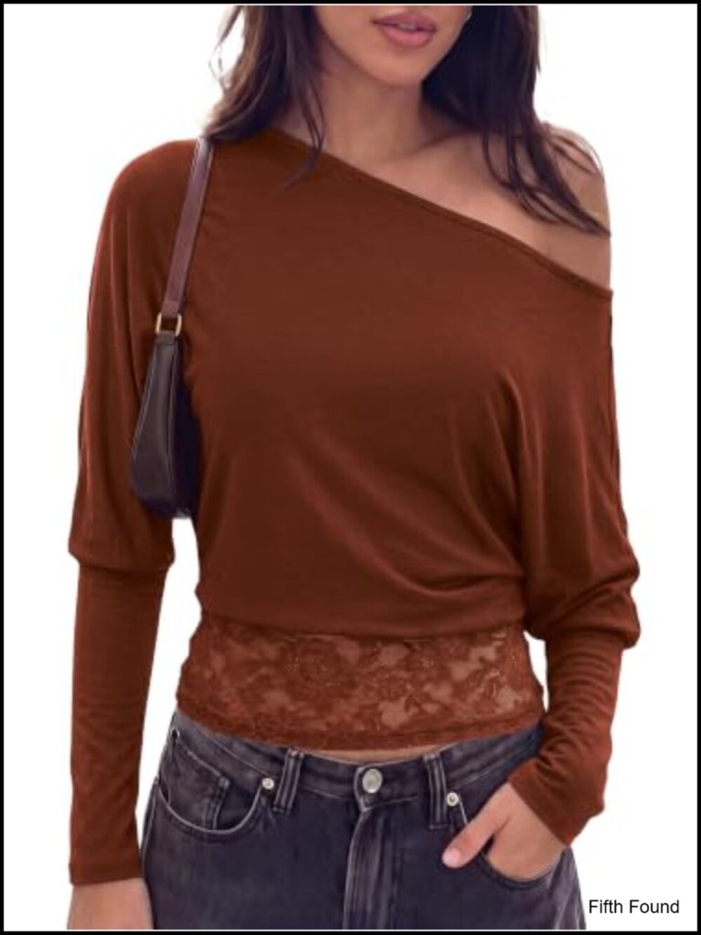 Women's Asymmetrical Off Shoulder Long Sleeve Crop Top - One Shoulder Lace